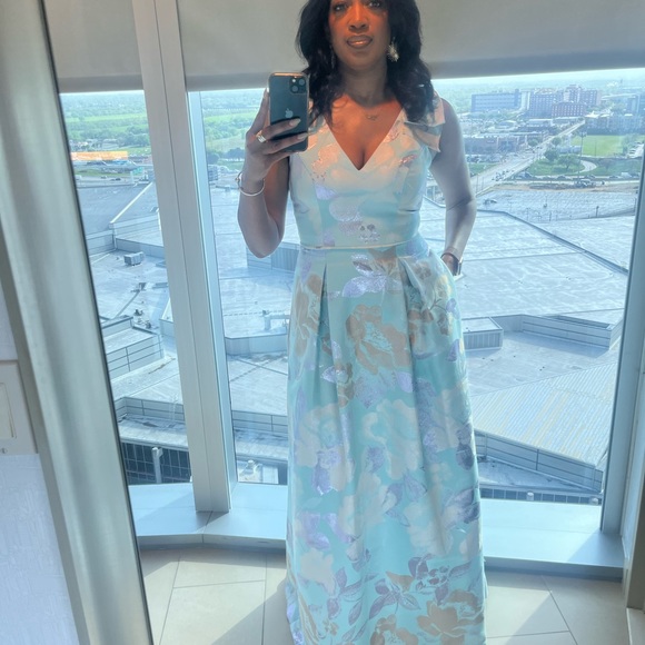 New: Adrianna Papell Embroidered Tulle Maxi Dress - Picture 4 of 7